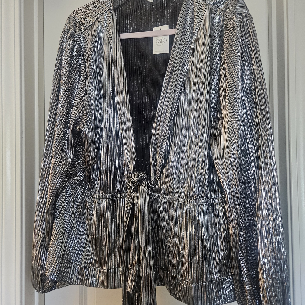 Cato Women's Metallic Silver Blouse